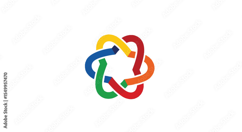 Poster vibrant abstract interlocking loops forming a continuous dynamic knot symbolizing unity and connecti