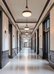 Elegant Corridor with Exquisite Lighting and Modern Design