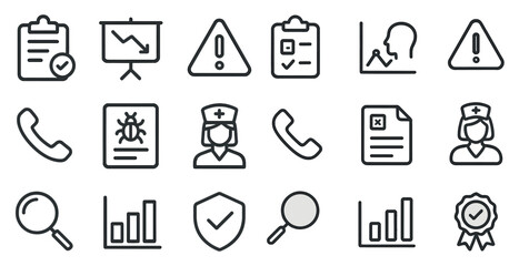 Fototapeta premium Business and analytics outline icons set – linear, data, management symbols