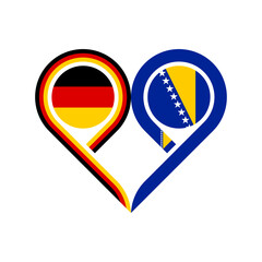 friendship concept. heart symbol icon of germany  and bosnia flags. vector illustration isolated on white background