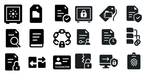 Security and privacy solid icons set &ndash; filled, lock, data protection symbols