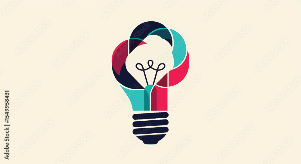 Aufkleber colorful abstract light bulb created from flowing interconnected shapes symbolizing innovation and c