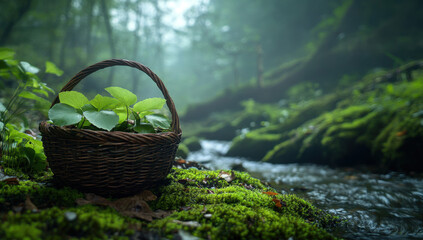 Enchanted Forest Basket with Lush Plants
