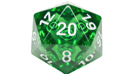 Isolated Green D20 Dice