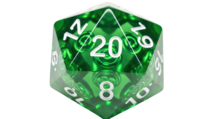 Isolated Green D20 Dice
