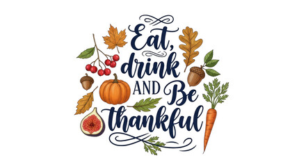 Isolated Thanksgiving 'Eat, Drink and Be Thankful' Design