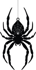 Helloween Scary Spider With Net Silhouette Vector Illustration Clipart