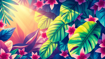 Fototapeta premium seamless pattern with colorful leaves