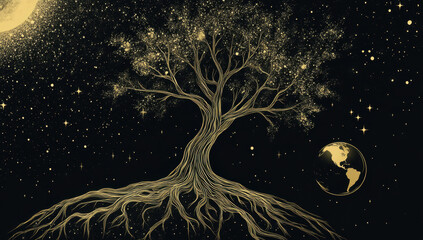 Golden Cosmic Tree of Life