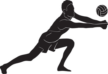 Silhouette Volleyball Player Playing Volleyball