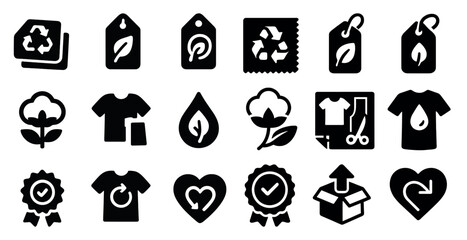 Ecology and sustainability solid icons set &ndash; filled, environmental, eco-friendly symbols