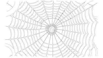 Symmetrical Spider Web with Dew Drops Vector Outline