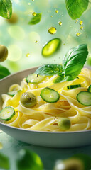 Fresh Pasta with Cucumber and Olives