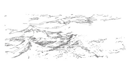 River Waves Black and White Outline Art