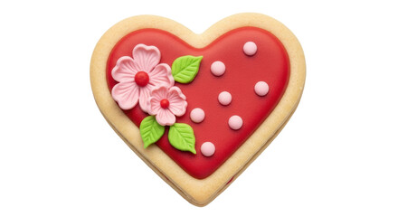 Isolated heart shaped decorated cookie