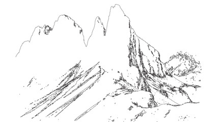 Minimal Mountain Peak Line Art Isolated