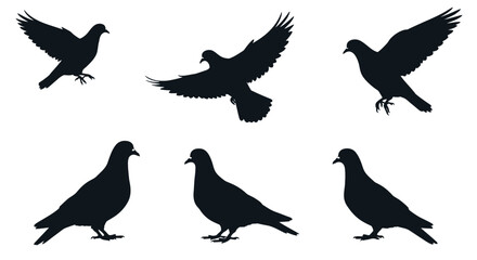 Flying bird silhouettes collection vector illustration
