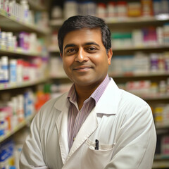 young indian male and female Pharmacists in medical