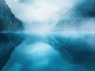 Landscape photography, a blue lake in the heart of the Alps in Switzerland,