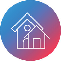 Condominium House Line Gradient Circle Background Icon