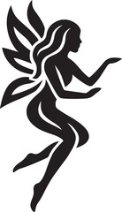 Graceful fairy silhouette magical design, Elegant fantasy figure in flight pose