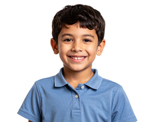 Studio portrait of a cute happy little boy with a beautiful smile isolated on transpa