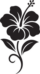 Hibiscus flower silhouette elegant black design, Tropical floral art in simple vector style