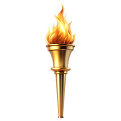 Golden Torch with Burning Flame isolated on transparent bacckground