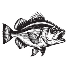 Scary Fish with Open Mouth – Predator Species Vector Art