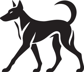Dog profile bold silhouette black design, Strong pet dog in side view illustration