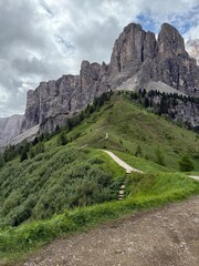 hiking trail in the Dolomite mountains of Italy