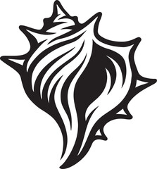 Seashell graphic ornate black and white, Detailed ocean shell for design projects