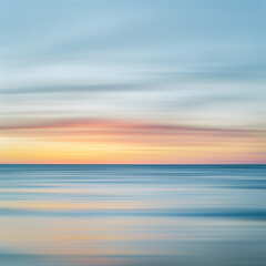 Abstract seascape at dusk with pastel sky and smooth water reflections