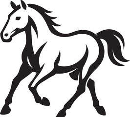 Dynamic horse silhouette powerful motion, Galloping horse bold black and white
