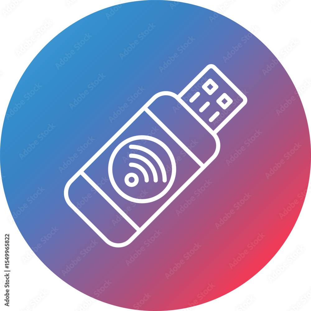 Poster usb wifi line gradient circle background icon