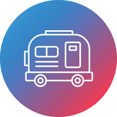 House on Wheels Line Gradient Circle Background Icon