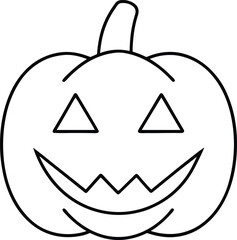 Halloween Pumpkin Face Line Art Vector - Spooky Jack O'Lantern Illustration