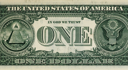 Vintage elements of paper banknotes.Bonistics.Fragment of 1 US dollar banknote for design purpose....