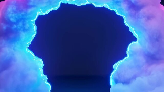 Neon Cloud Portal with Soft Lighting