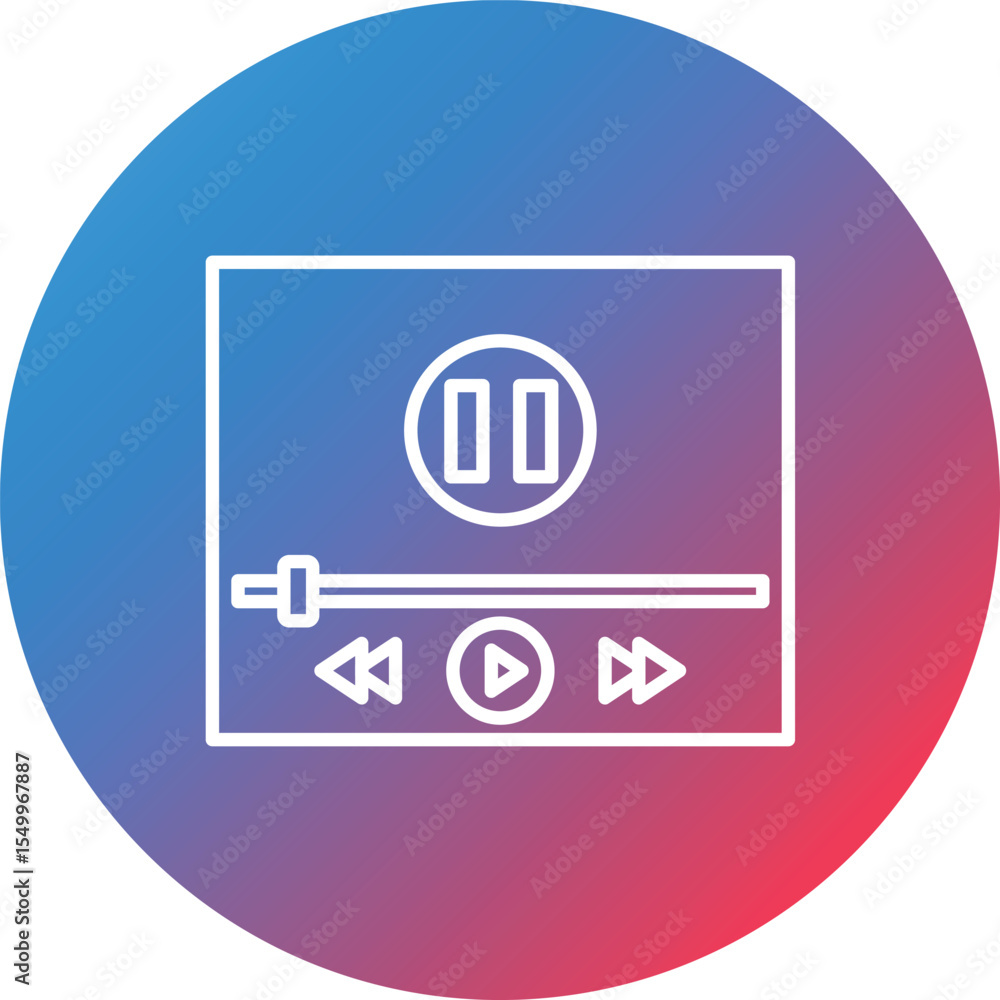Poster music player line gradient circle background icon