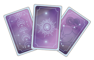 Magic occult cards. Vintage hand drawn mystical tarot cards, magic symbols, magic occult cards vector illustrations. Esoteric, astrological elements for prediction