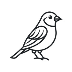 Sparrow outline icon. Flat line art songbird illustration.