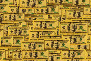 Obraz premium Gold 100 dollar bill for design purposes. Money of the United States of America.