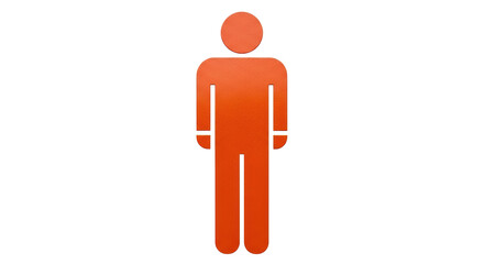 Isolated Orange Silhouette Man Figure with Simple Design