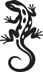 Salamander silhouette stylized black and white, Decorative amphibian figure design