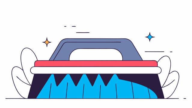 Dynamic vector illustration of a cleaning brush with water splashes for effective cleaning solutions
