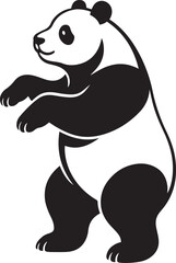 Standing panda silhouette cute vector art, Adorable black and white panda design