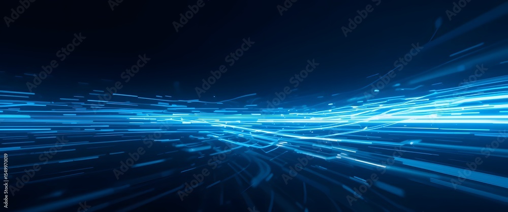 Poster abstract blue lines, glowing effect, modern design. technology background with vibrant light trails,