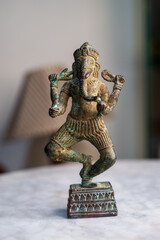 Antique Dancing Ganesha Brass Idol Depicting Traditional Hindu Art