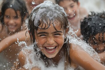 Kids splashing with water 